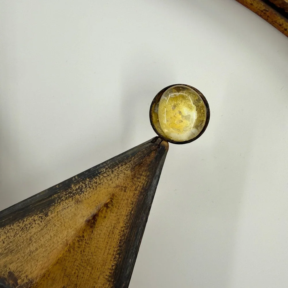 Sunburst Wall Mirror Gold Black Celestial Star Metal Decor Round Sun face